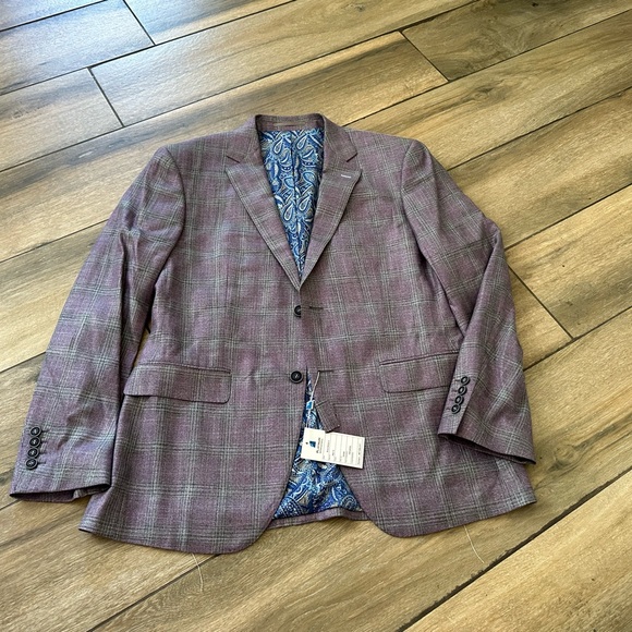 New huddersfield bamboo wool windowpane sports coat 42 s - Picture 1 of 2